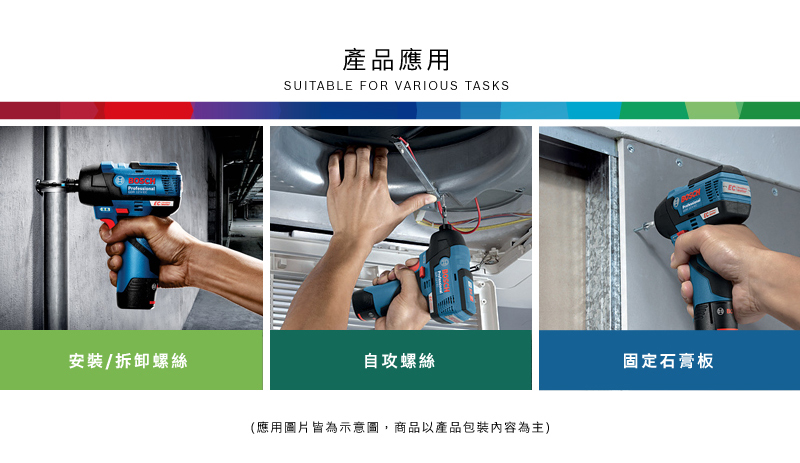 安裝/拆卸螺絲產品應用SUITABLE FOR VARIOUS TASKS自攻螺絲(應用圖片皆為示意圖,商品以產品包裝內容為主)固定石膏板EC
