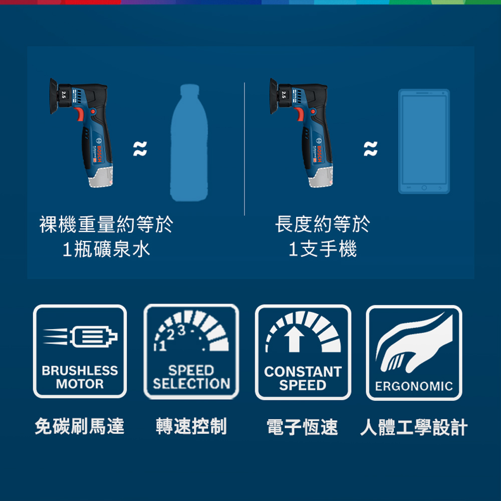 裸機重量約等於長度約等於瓶礦泉水1支手機1BRUSHLESSSPEEDCONSTANTMOTORSPEEDSELECTIONERGONOMIC免碳刷馬達 轉速控制 電子恆速 人體工學設計