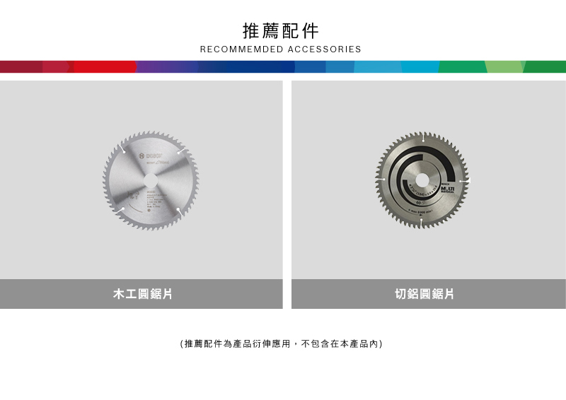 木工圓鋸片推薦配件RECOMMEMDED ACCESSORIES(推薦配件為產品衍伸應用,不包含在本產品內)切鋁圓鋸片