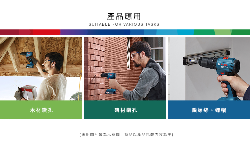 木材鑽孔產品應用SUITABLE FOR VARIOUS TASKS磚材鑽孔(應用圖片皆為示意圖,商品以產品包裝內容為主)鎖螺絲、螺帽