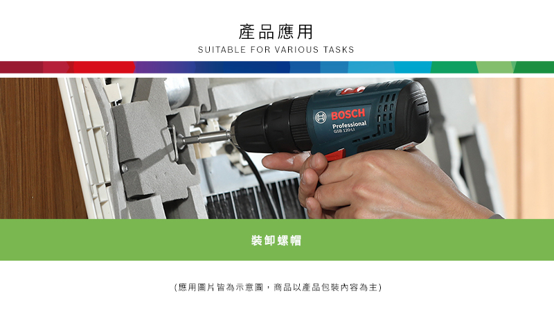 產品應用SUITABLE FOR VARIOUS TASKS裝卸螺帽BOSCHProfessional (應用圖片皆為示意圖,商品以產品包裝內容為主)
